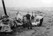 James Dean's Body Is Removed From The Wreckage