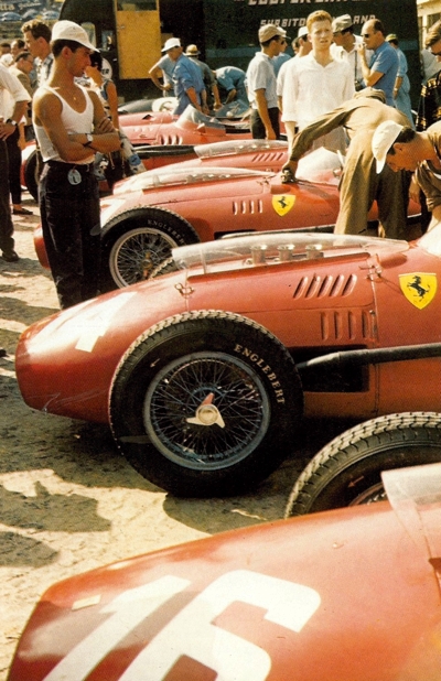 The factory Ferraris at Monza in 1958
