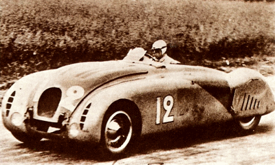 Jean-Pierre Winmille in his 3.3 liter Bugatti wins the 1936 French GP at Montlhery
