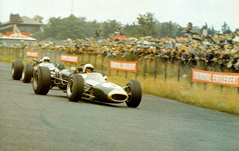 Jack Brabham pictured in 1966 on his way to a third World Championship