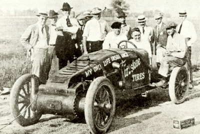Barney Oldfield at the wheel of his Christie Racer