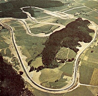Aerial shot of the Osterreichring circuit circa 1970